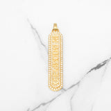 Pendant - 10K Yellow Gold "IN GODSPEED" plaque paved with natural diamonds - PEGD011