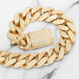 Men's Bracelet - 10K Cuban Yellow Gold paved with natural diamonds 6.25CT 13mm 8" - BRGD002