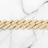 Men's Bracelet - 10K Cuban Yellow Gold paved with natural diamonds 10.30CT 12mm 8.5" - BRGD003