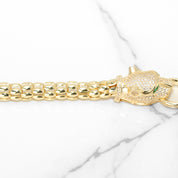Bracelet - Or 10K jaune double tête de panthère pavé cz 8" - BRG296