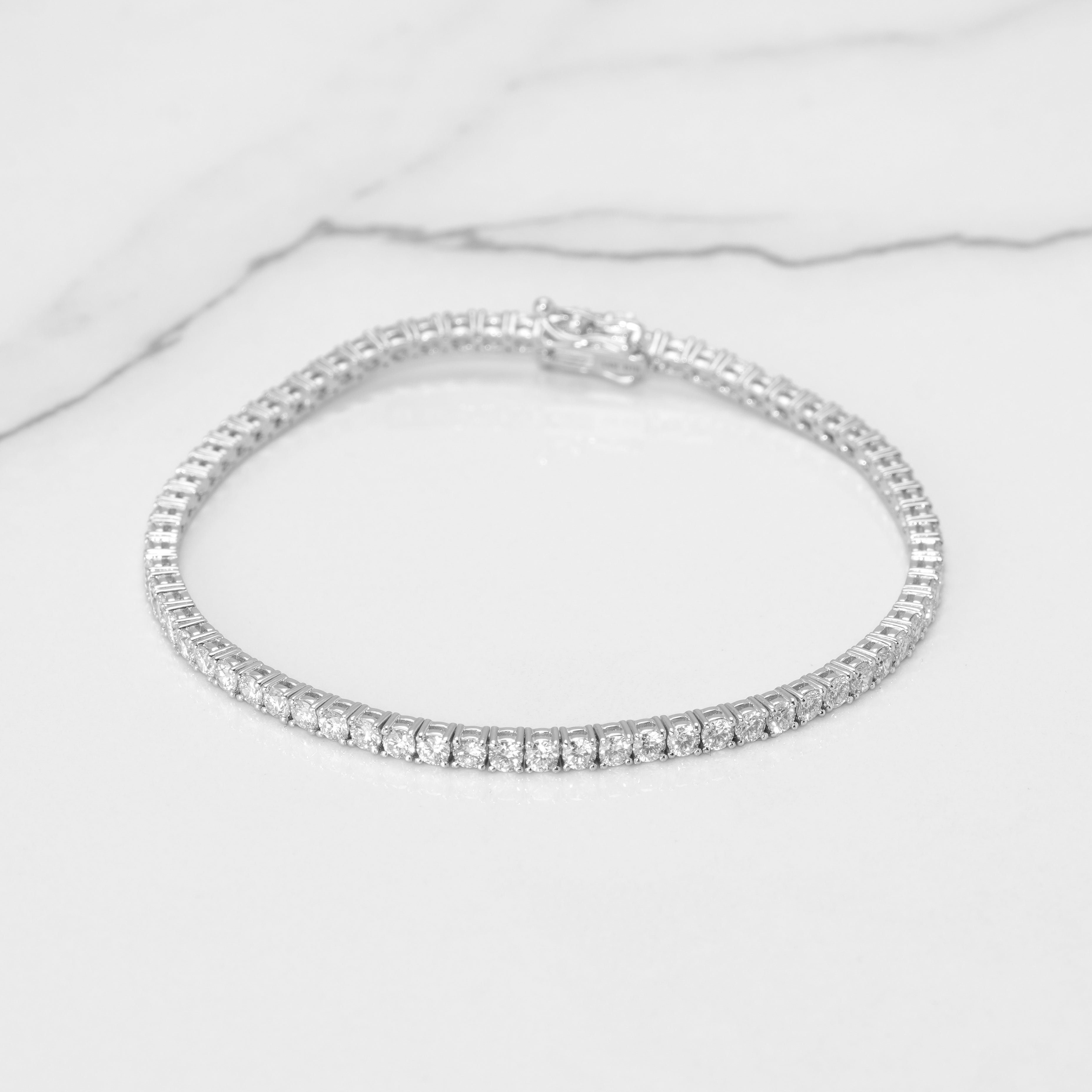 Bracelet - Or 14K blanc tennis diamants lab 4.5CT 2.5mm 7.5"  - RIM003