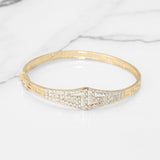Lady's Bangle - 10K Yellow Gold with Greek Key and Cz Pave - BRG104