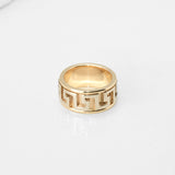 Bague - Or 10K deux tons jaune & blanc motif clé grecque poli - RIG432