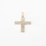 Pendant - 10K Gold two-tone yellow & white cross pave cz - PEG310