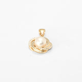 Pendentif - Or 10K jaune rose pavé cz & perle - PEG312