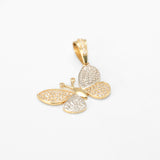 Pendentif - Or 10K deux tons jaune & blanc papillon pavé cz - PEG313