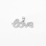 Pendentif - Or 10K blanc "love" pavé cz - PEG316