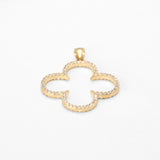 Pendentif - Or 10K jaune trèfle double face pavé cz - PEG320