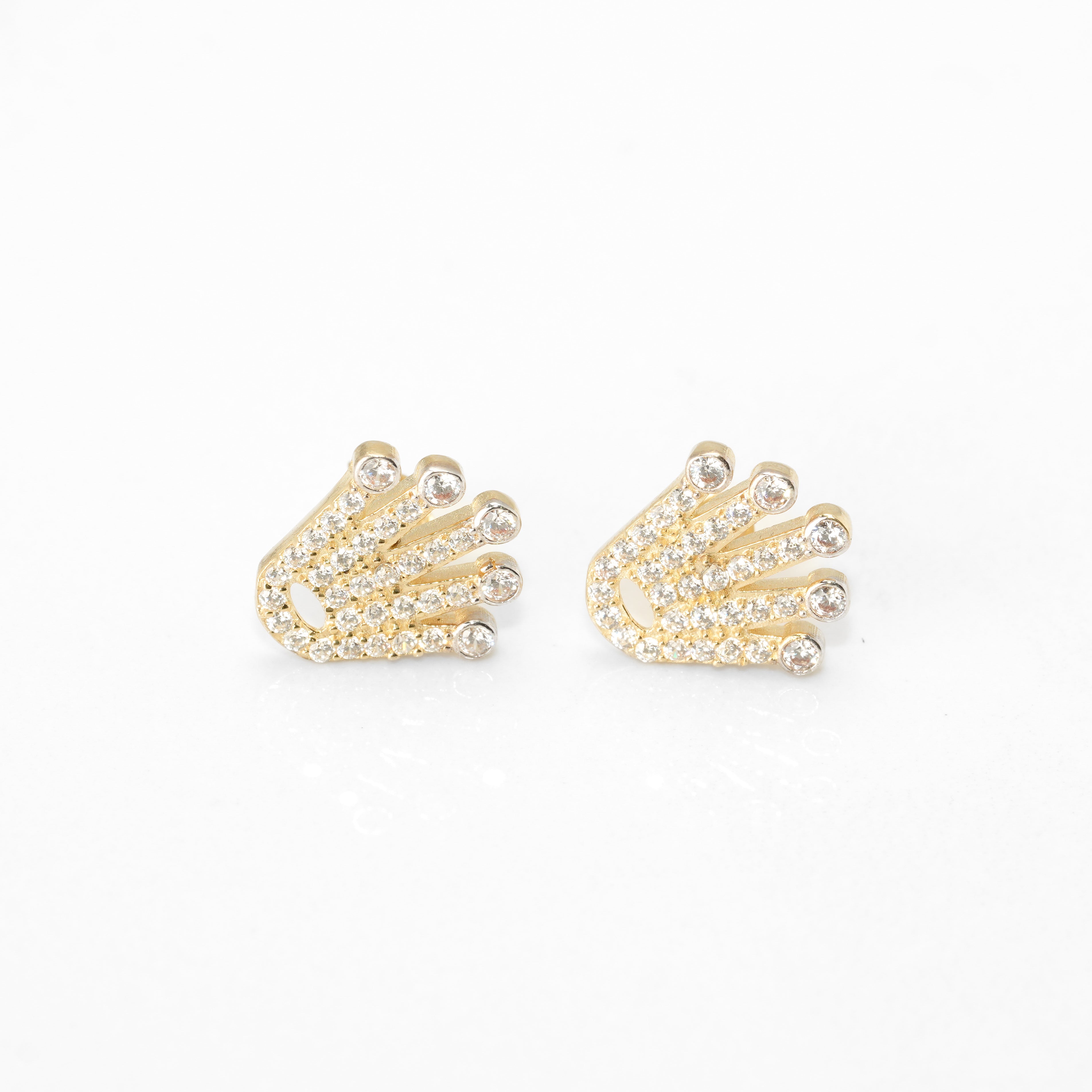 Studs - 10K Gold two-tone yellow & white crown cz pavement - BOG365