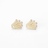 Studs - 10K Gold two-tone yellow & white crown cz pavement - BOG365