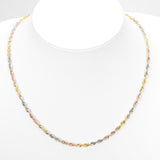 Chain - 10K gold tricolor yellow, white & pink laser cut twist 3.2mm - CHG339