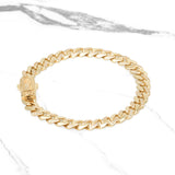 Men's Bracelet - 10K Yellow Gold Monaco Cuban pavé links & virgin box lock marie CZ pavé 8.75"- BRG351