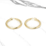 Hoops - Or 10K jaune poli 4mm x 25mm - BOG388