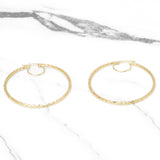 Hoops - Or 10K jaune géométrique coupe diamant 2mm x 40mm - BOG392