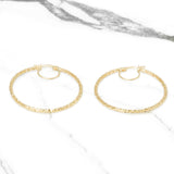 Hoops - Or 10K jaune géométrique coupe diamant 2mm x 35mm - BOG393