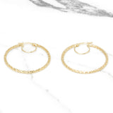 Hoops - Or 10K jaune géométrique coupe diamant 2mm x 30mm - BOG394