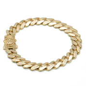 Men's Bracelet - 10K Yellow Gold Cuban Pave Cz Links with 8.5" Jellyfish Head Clasp - BRG181