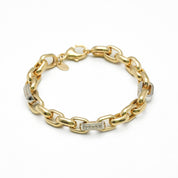 Bracelet - Or 10K deux tons jaune & blanc câble pavé cz 7.5" - BRG185