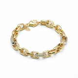 Bracelet - Or 10K deux tons jaune & blanc câble pavé cz 7.5" - BRG185