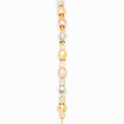 Bracelet - Or 10K tricolore jaune, blanc & rose paperclip avec perles coupe diamant 6.5" - BRG188