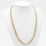 Woman's chain - 10K two-tone yellow & white gold 20" cz pave cable links - CHG079