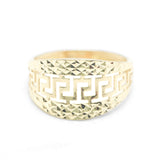 Lady's ring - 10K yellow gold with Greek key cut diamond - RIG316
