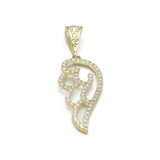 Pendant - 10K Yellow Gold Angel wing with cz pave - PEG210