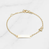 Bracelet - Or 10K jaune barre gravable 4mm avec nounours - BRG559