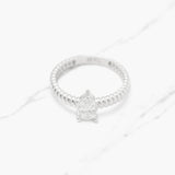 Ladies ring - 10K white gold twist with pear cut cz stone - RIG325