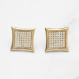 Studs - Or 10K jaune losange pavé cz - BOG163