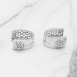 Huggies - Or 10K blanc forme de U avec coeur pavé cz - BOG174