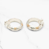 Hoops - Or 10K deux tons blanc & jaune motif tissé poli - BOG184