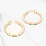 Hoops - 10K yellow gold diamond texture - BOG189