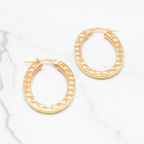 Hoops - Or 10K jaune forme ovale motif carré - BOG191