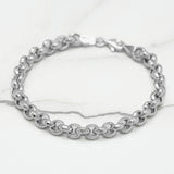 Bracelet - Or 10K blanc rolo coupe diamant 7.5" - BRG212