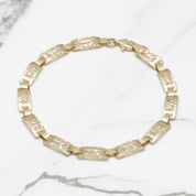 Bracelet - Or 10K jaune clé grecque coupe diamant 7.5" - BRG223