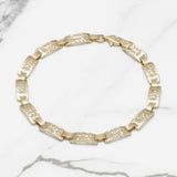 Bracelet - Or 10K jaune clé grecque coupe diamant 7.5" - BRG223