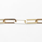 Bracelet - Or 10K tricolore jaune, blanc & rose paperclip 8" - BRG219