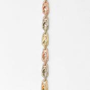Woman's necklace - 10K gold tricolor yellow, white & pink links nugget cut diamond 18" - CHG093