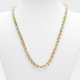 Woman's necklace - 10K gold tricolor yellow, white & pink 18" diamond cut rolo links - CHG083