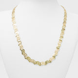 Woman's necklace - 10K yellow gold 18" greek key cut diamond links - CHG087