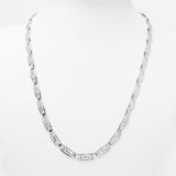 Woman's necklace - 10K white gold links 18" greek key cut diamond - CHG090