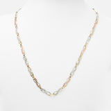 Women's necklace - 10K gold tricolor yellow, white & pink infinity links with greek key motif, diamond cut & 18" cz pavement - CHG096