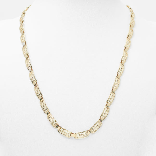 Collier - Or 10K jaune clé grecque coupe diamant - CHG098