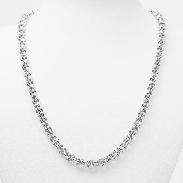Woman's necklace - 10K white gold 18" diamond cut rolo links - CHG101
