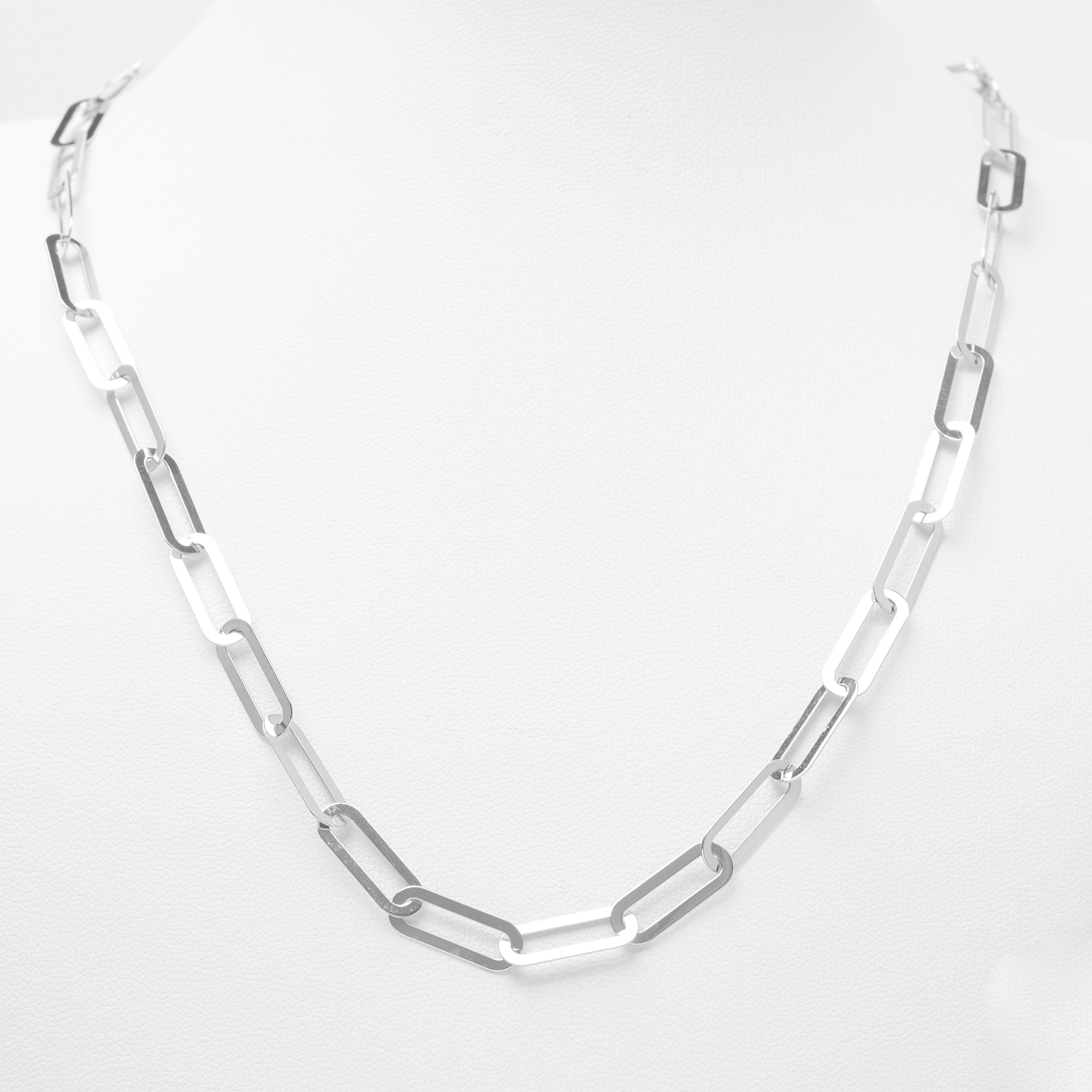 Woman's necklace - 10K white gold 18" paperclip links - CHG103