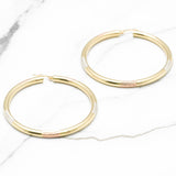 Hoops - 10K gold tricolor yellow, white & pink polished with diamond cut stripes - BOG200