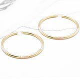 Hoops - 10K gold tricolor yellow, white & pink polished with diamond cut stripes - BOG201