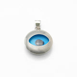Pendentif - Or 10K blanc mauvais oeil en forme de cercle- PEG244