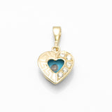 Pendentif - Or 10K jaune mauvais oeil en forme de coeur avec motif clé grecque & pavé cz - PEG251